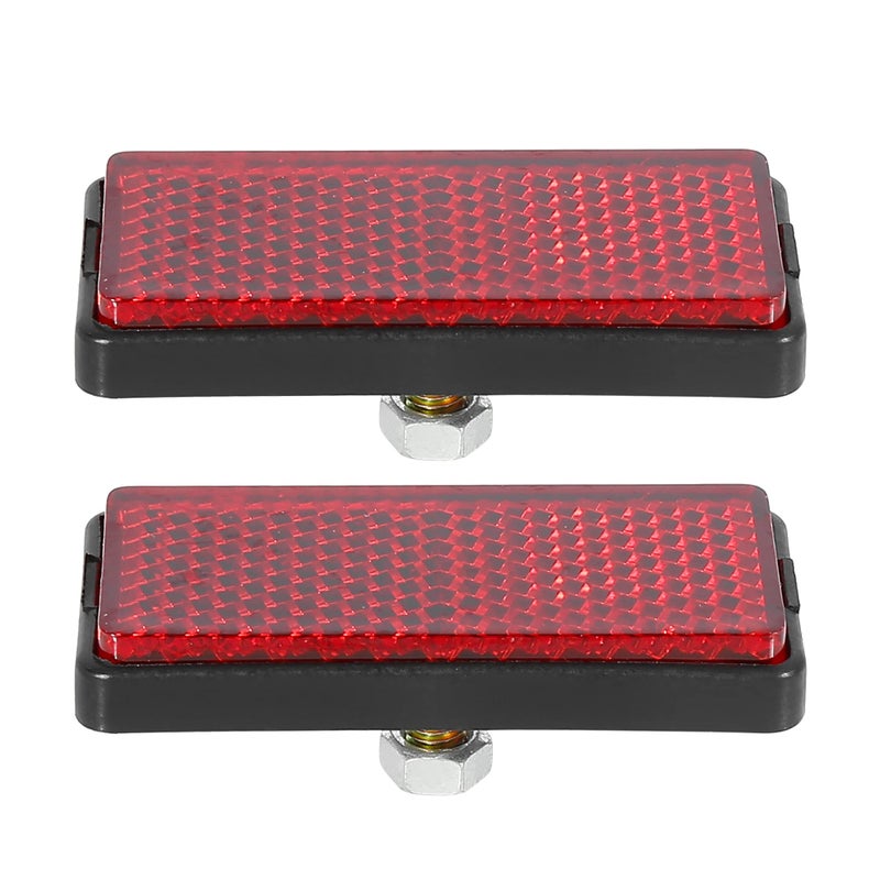 F FIERCE CYCLE Pair M6x1.0 Red Rectangle Universal Screw Mount Reflective Warning Reflector for Motorcycle Bike 56mm Length - Image 1